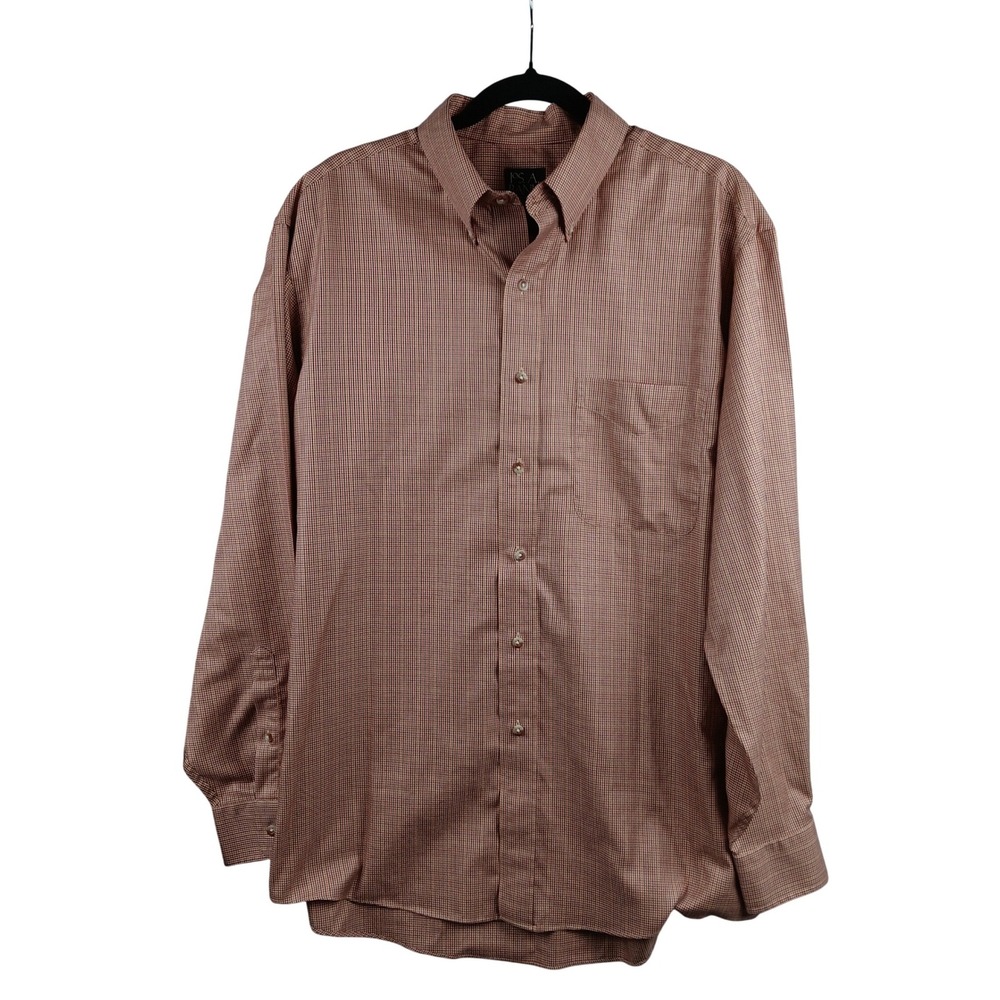 JOS A BANK Traveler's Men's Long Sleeve Button‎ Down Shirt Size L Houndstooth